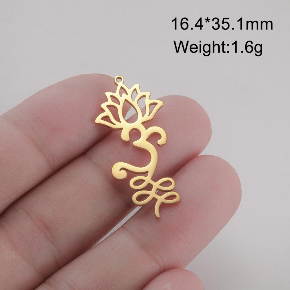 Dawapara Unalome Pendant OM Lotus Flower Charm for Jewelry Making Stainless Steel Spiritual Yoga Symbol Buddhism Accessories