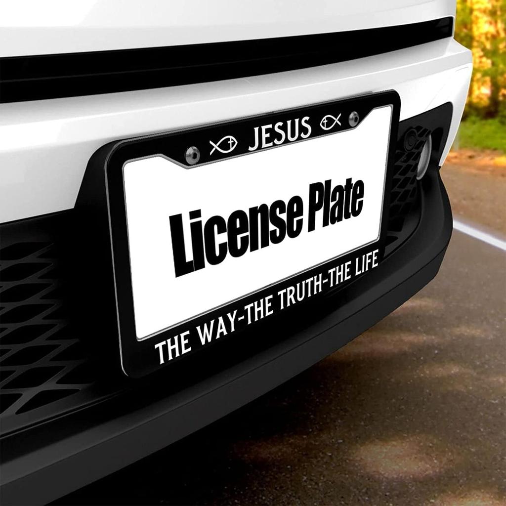 License Plate Frames, Jesus The Way The Truth The Life License Plate Cover Holder, Christian Car Accessories, Car Tag Frame, Auto Tags Cover 2 Holes