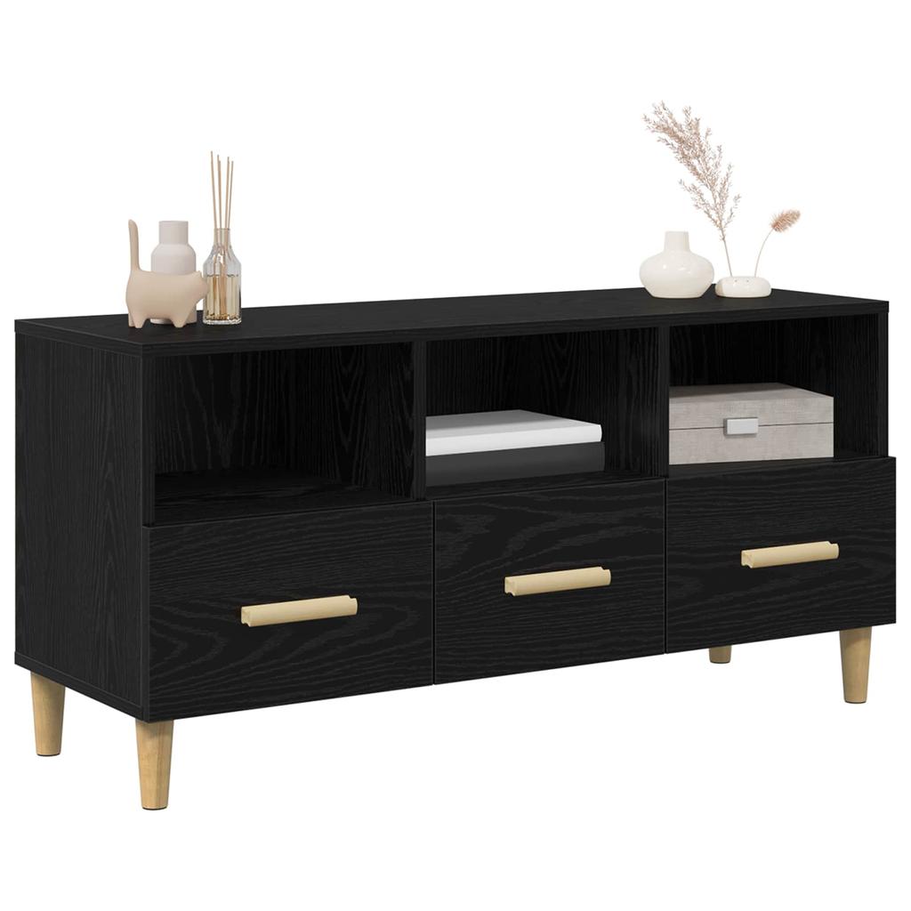 TV Cabinet Black Oak Effect 102 x 36 x 50 cm Engineered Wood