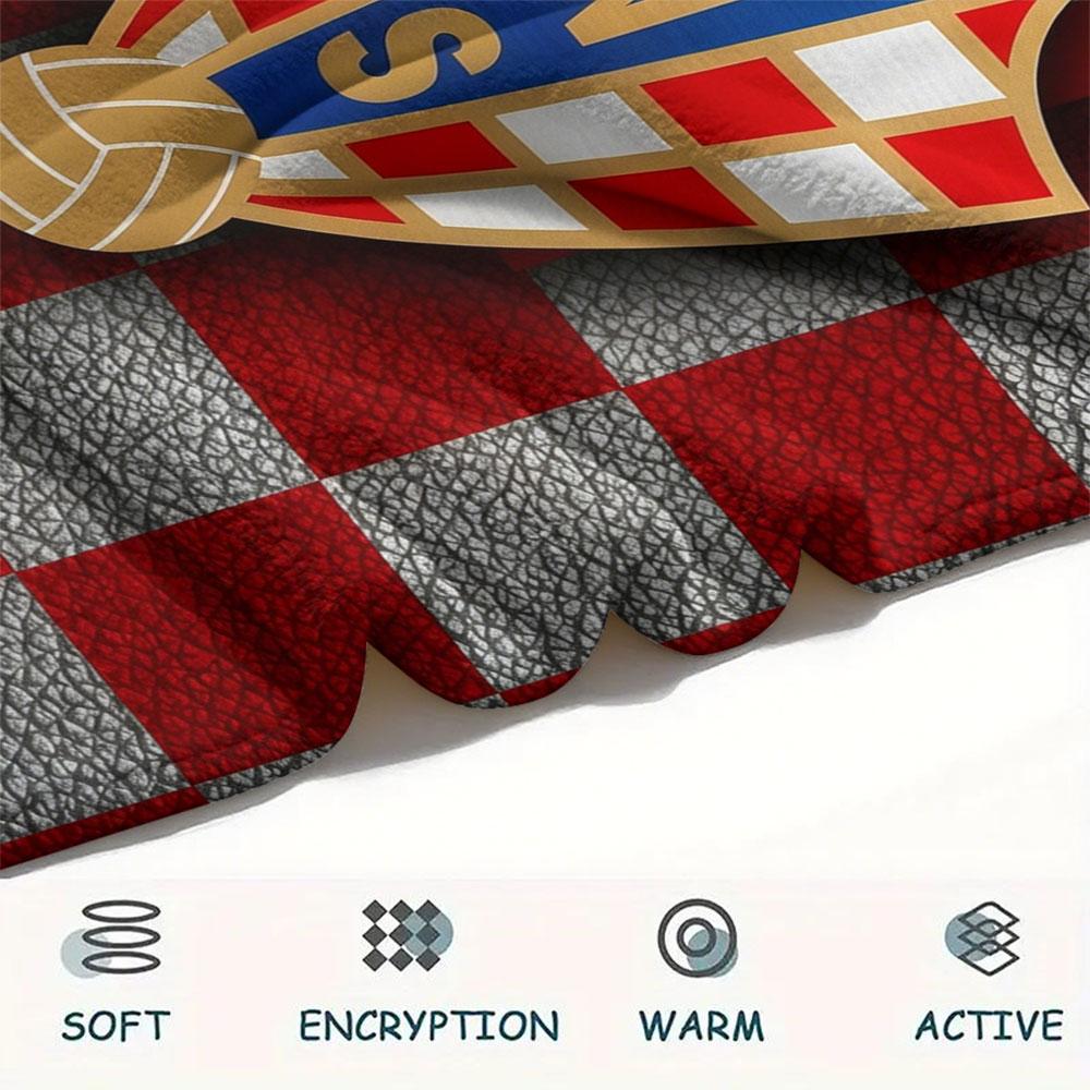 Kroatien Fußball Aufgedruckte Flanelldecke, weicher Überwurf für Schlafzimmer Sofa, waschbar, Fußballfan Artikel, tolles Geschenk.