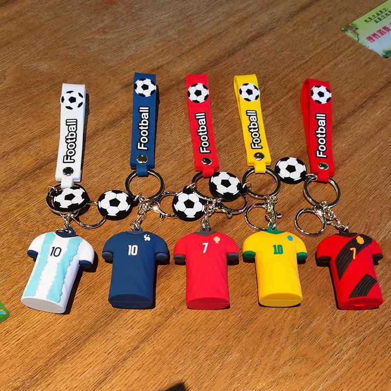 1Pc Silicone Football Jersey Keychains - Sporty Football Match Souvenirs, Boys' Backpack Charms, Car Key Accessories, Ideal Gift for Sports Fans|