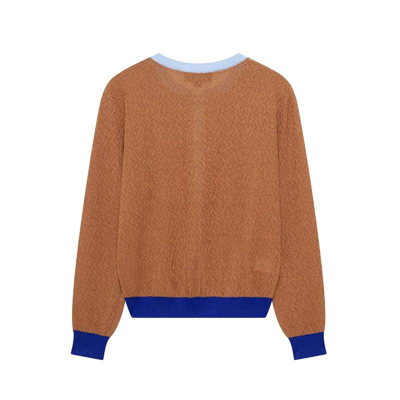 TAOP&ZA Jarní/Letní Dámský Ležérní Jednořadý Pletený Kardigan s Patchworkem