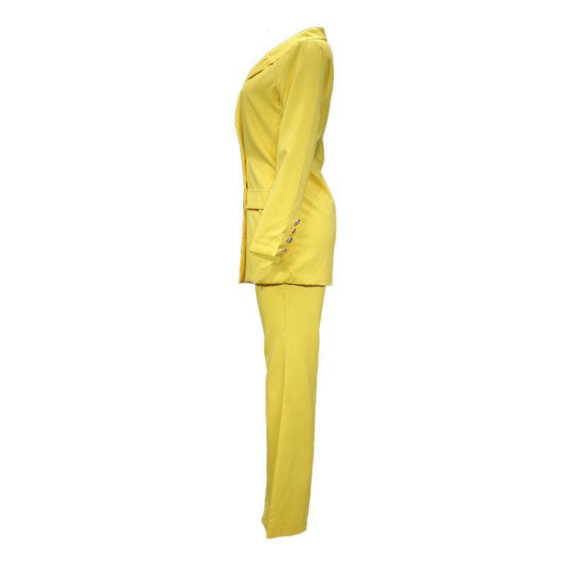 Women's Solid Color Casual Wide-Leg Pants Two-Piece Suit