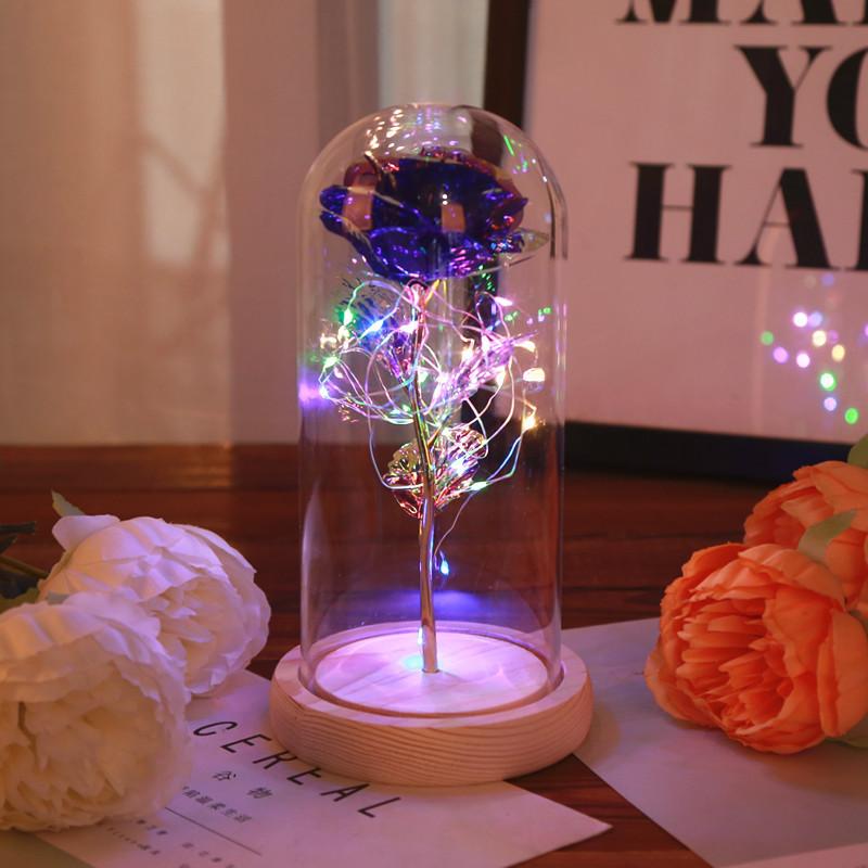 Gold Foil Rose Glass Cover Valentine's Day Immortal Flower Gift, Christmas Home Atmosphere Decoration Ornament