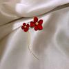 Real gold electroplated zircon pearl flower fritillary earrings simple stud earrings temperament earrings women