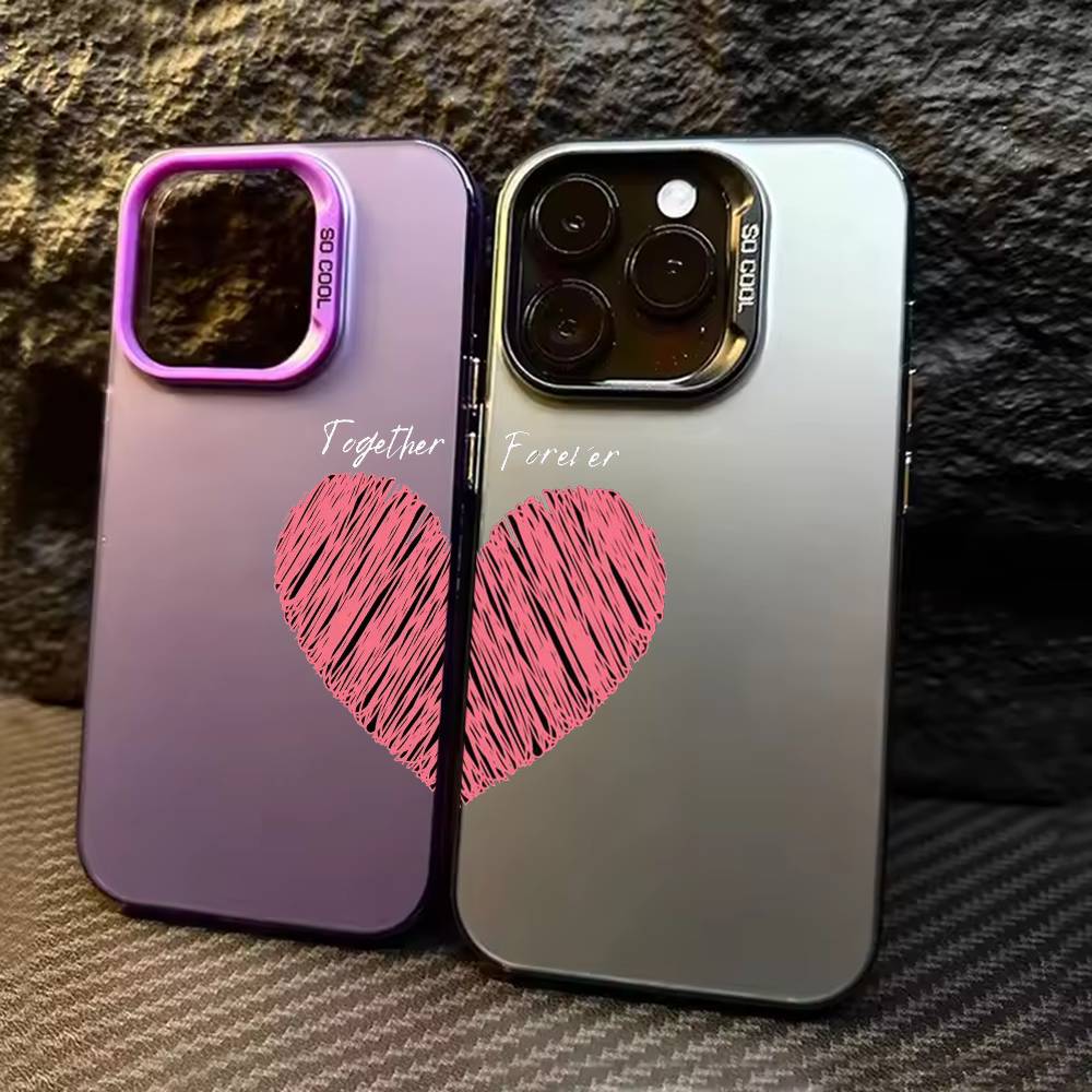 Red Love C-couple wallpaper Phone Case Color Silver Shell For IPhone 17 16 15 14 13 12 11 Pro Max Plus