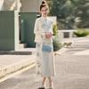 Spring 2025 New Chinese Style Stand Collar Vest & Half Skirt Two-Piece Set Dress (ZM25201)
