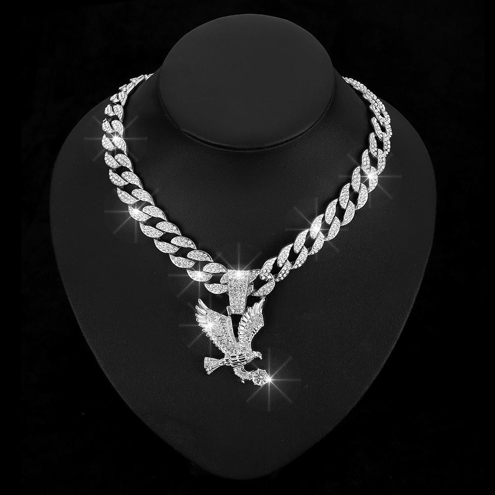 Hip Hop Street Animal Necklace, European and American Men's Cuban Chain Decoration, Personalized Alloy Eagle Pendant