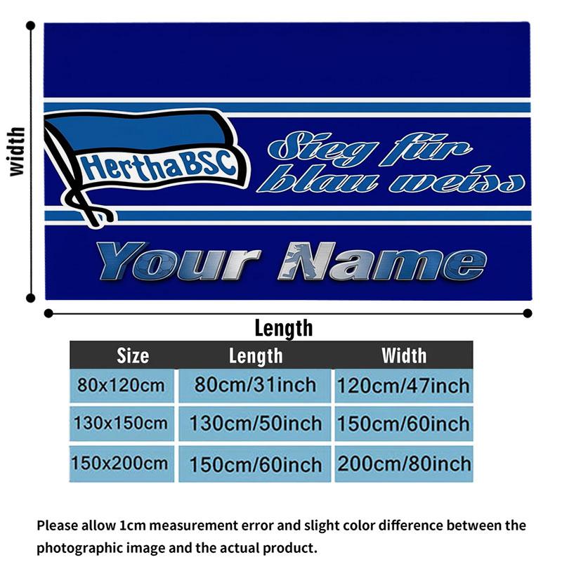 1PC Hertha BSC Custom Name Patterned Flannel Blanket Suitable For All Seasons for Home Decor Warmth and Comfort Gifts Holiday Present
