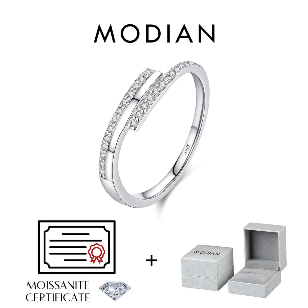 MODIAN D Moissanite Rings 925 Silver Trendy Sparkling Lab Diamond Geometric Finger Ring For Women Fine Jewelry
