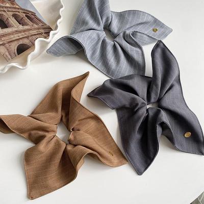 Anel de Cabelo Intestino Grosso Moda Coreana - Acessório de Cabelo de Tecido de Alta Textura para Rabo de Cavalo Baixo com Design de Lenço Quadrado