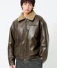 Trillion Fleece Collar Flight Leather Jacket_Brown