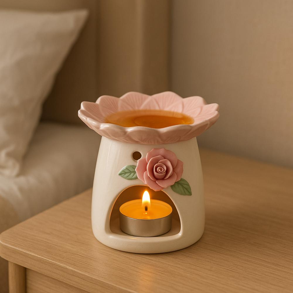 Ceramic Flower Aromatherapy Stove Heat Resistant Heating Incense Device Candle Stove  Yoga Room