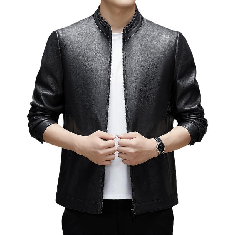 Lockere große Größe Mittleren Alters und Ältere Männer Fleece Lammfell Lederjacke Lässig Papa Kleidung Lederjacke Herrenbekleidung