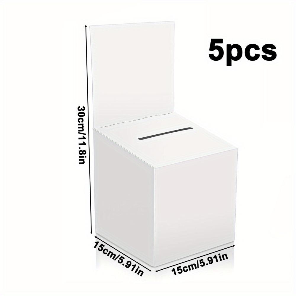 

5 шт. Ящики для предложений, Лотерейные ящики с прорезью, Ящики для пожертвований, Белые картонные коробки, Ящик для голосования с прорезью для сбора визитных карточек, Конкурс 5pcs white