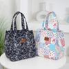 Portable Floral-printed Lunch Box Bag Large Capacity with Zipper Lunch Tote Bag Nylon Picnic Lunchbox Bag