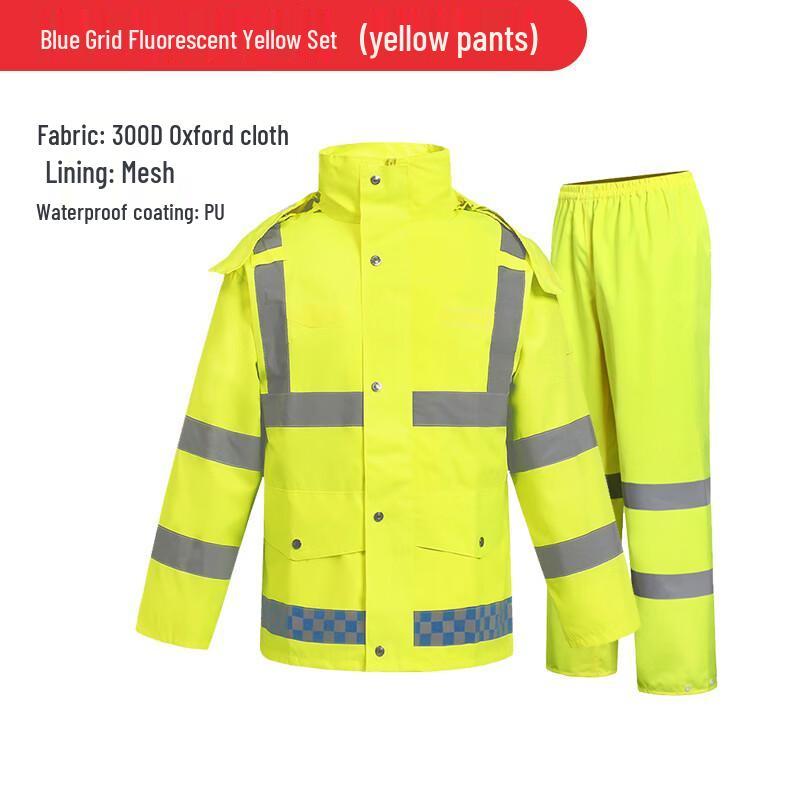 Kids Fluorescent Yellow Reflective Rain Suit