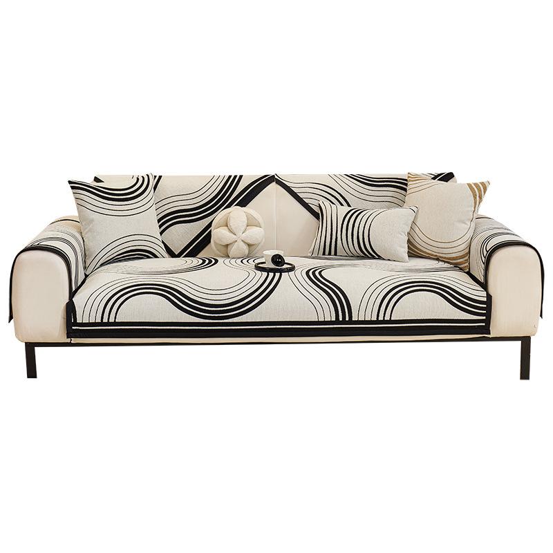 Light Luxury Premium American Chenille Sofa Cushion, Universal Sofa Cover For All Seasons, Graffiti Wind Non-Slip Cover Cloth Seat Cushion