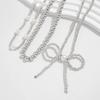 Bohemian Bow Pendant Necklace Vintage Faux Pearl Beaded Collarbone Chain