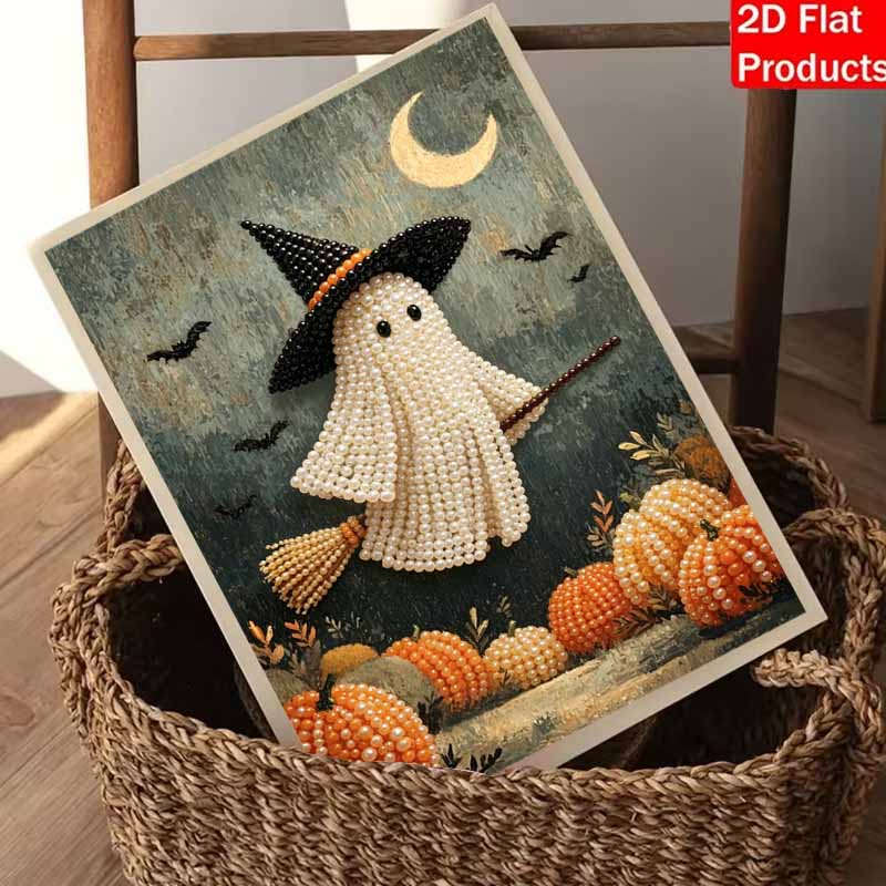 Halloween Pearl Painting Art Full Pearl Handmade Diy Home Decorations Ghost Witch Broom Pumpkin