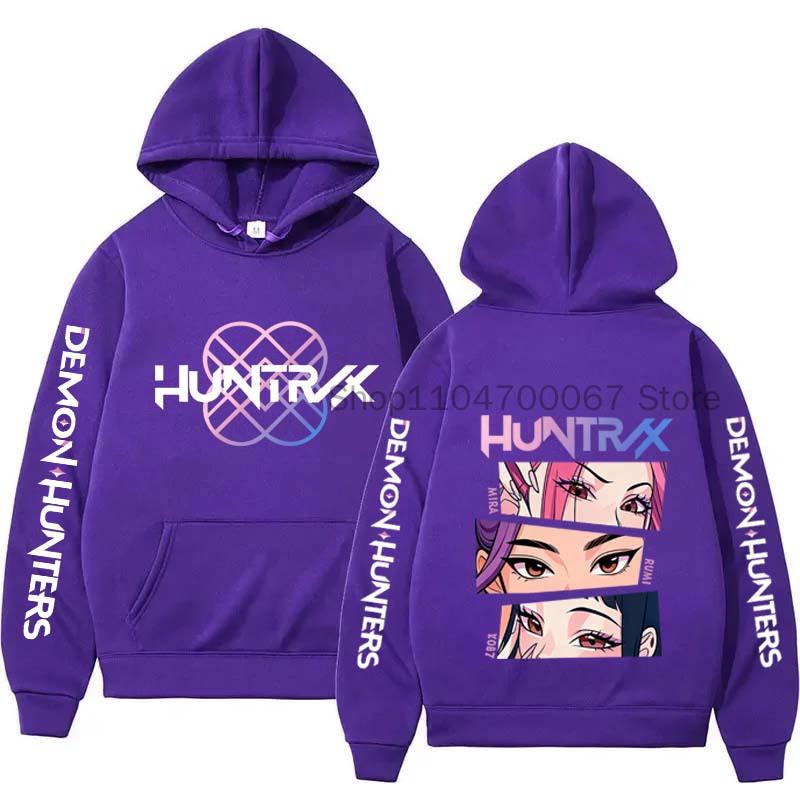 Harajuku Kpop Demon Hunters Bluza z kapturem z grafiką Mira Rumi Zoey Huntrix Nadruk Pulower z kapturem Mężczyzna Kobieta Prezent dla fanów Casualowa bluza