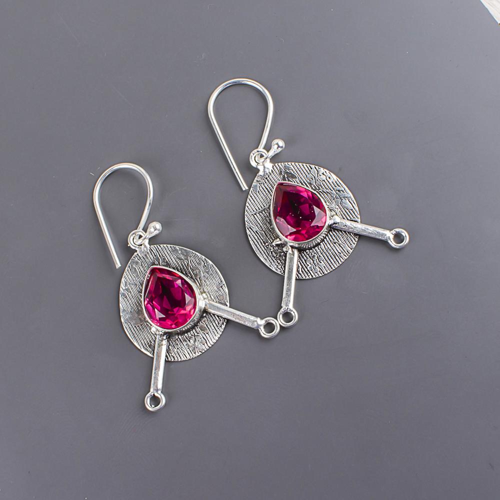 Pink Tourmaline Gemstone Jewelry, 925 Sterling Silver Earrings, Handmade Gorgeous Jewelry, Designer Earrings Gift For Women