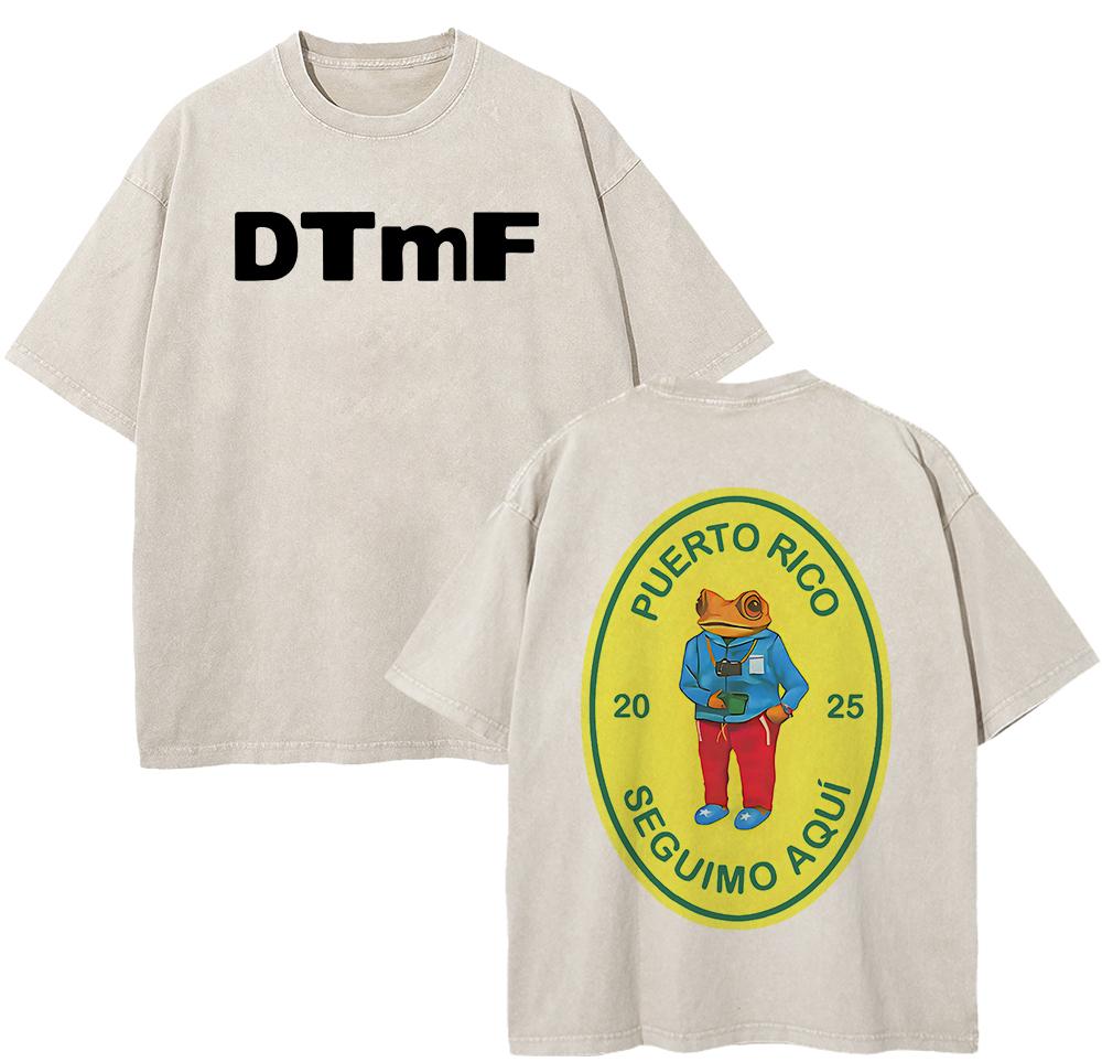 

100% Cotton Vintage Washed Bad Bunny Debí Tirar Más Fotos World Tour 2026 2027 T Shirt Women DTMF Funny Frog Oversize Tees Tops L
