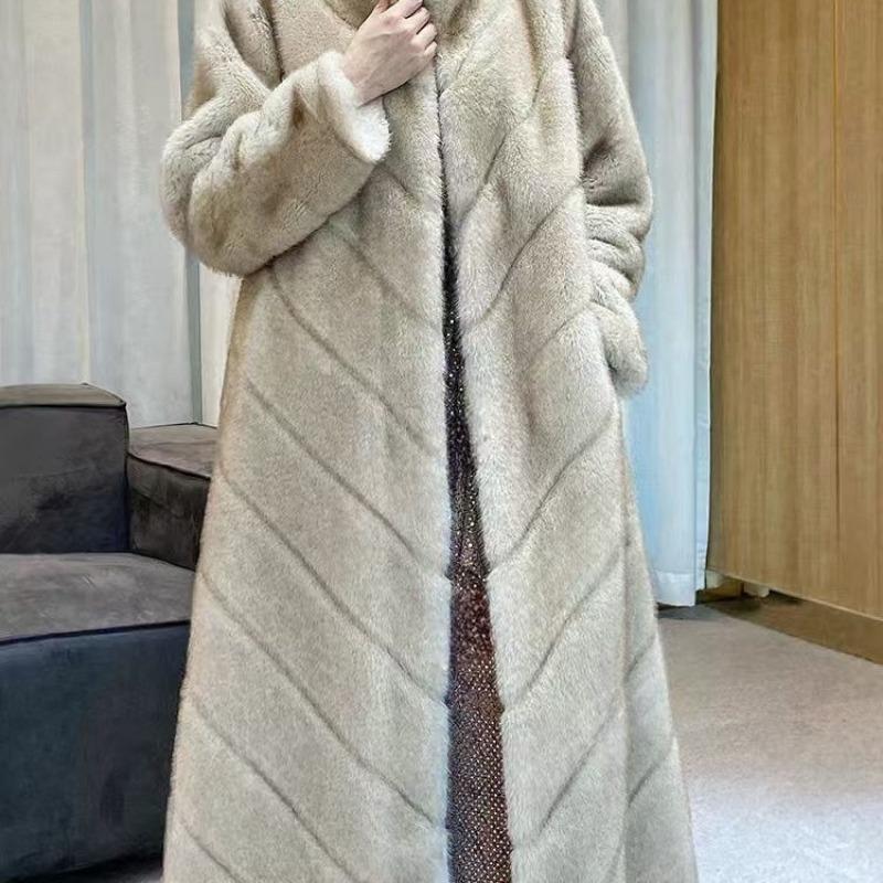 

Winter autumn and winter new coat imitation fur thickened warm loose long coat large size women s clothing M 100-67.5 kg bust 120