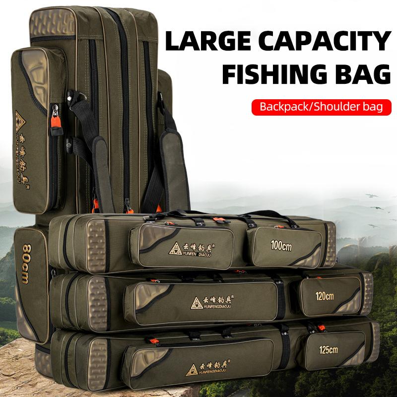 Fishing Rod Bag, Large-capacity Waterproof Fishing Bag, Thickened Sea Rod Bag, Big Belly Bag, Wheel Fishing Gear Bag, Fishing Storage Bag