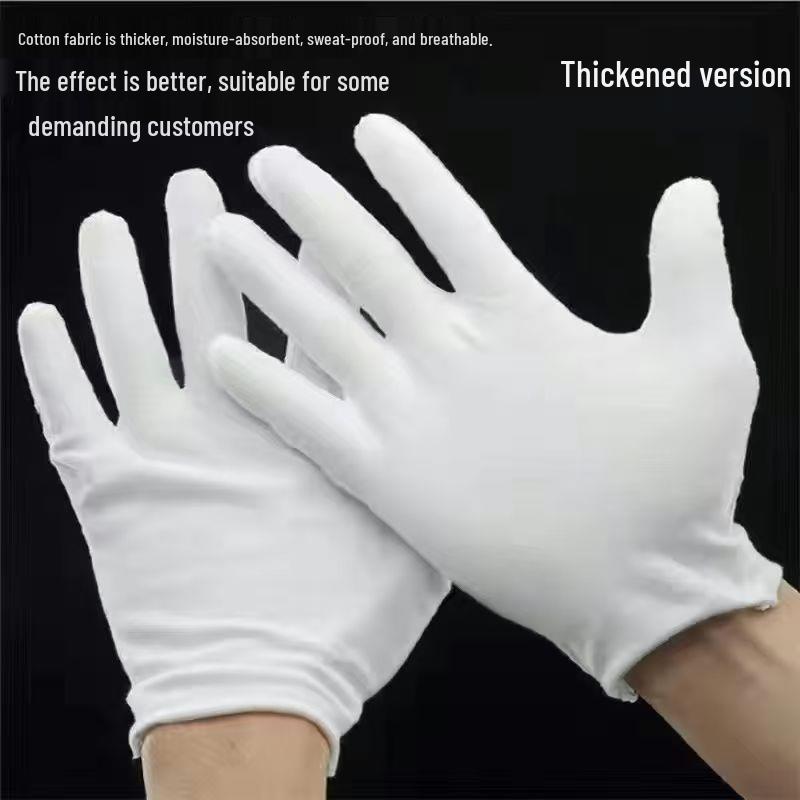 White Cotton Non-Slip Breathable Work Gloves for Polishing and Driving