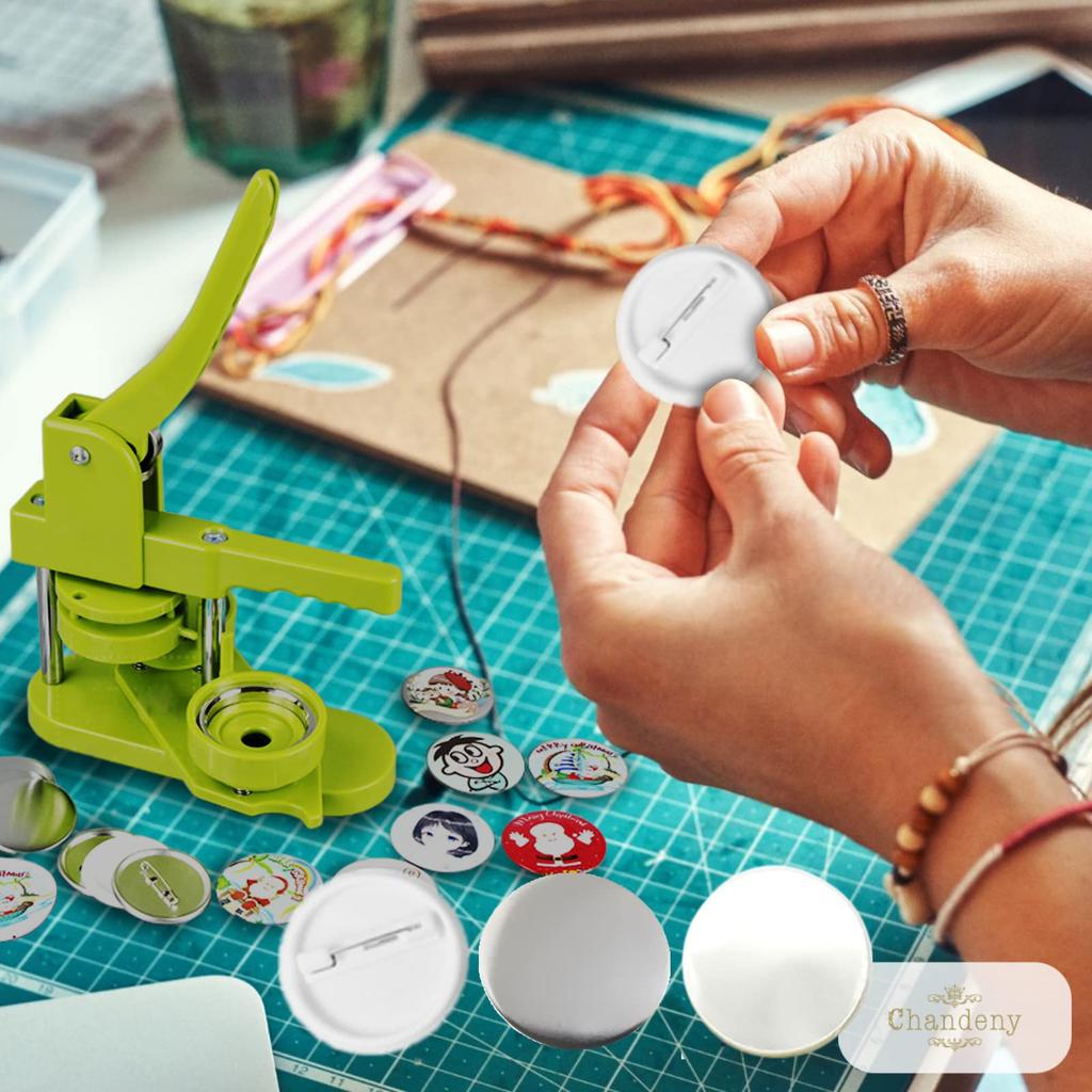 Chandini Badge Parts Set, Tin, Shell, and Plastic, Spring-Pin Pins, DIY, Handmade, Badge Machine, Crafting Materials, Events, 100-Piece Set, 58mm