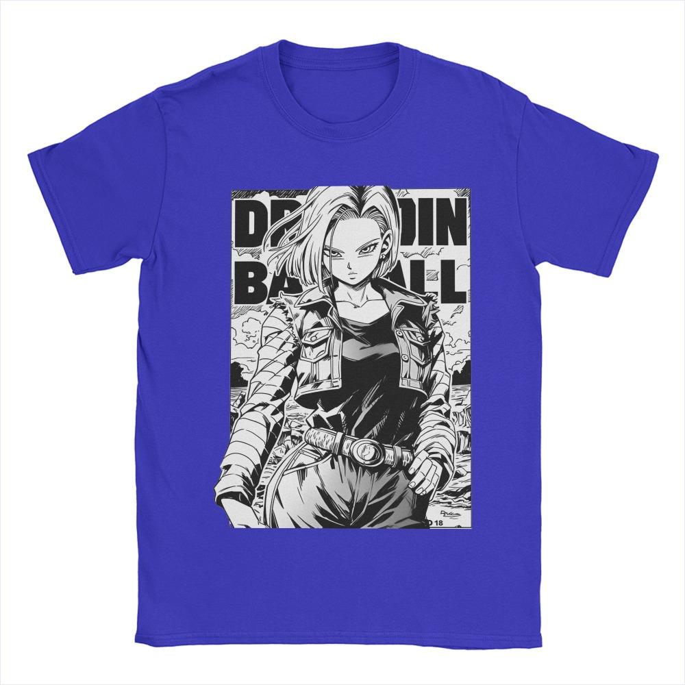 Camiseta Unisex de Algodón Puro Dragon Ball Androide 18 2026 Verano Nuevo Estampado de Anime Holgada Casual Camisa de Manga Corta para Padre e Hijo