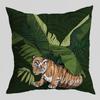 Green Plant Tiger Print Pattern Cushion Cover Home Living Room Sofa Bedhead Decoration   Pillow