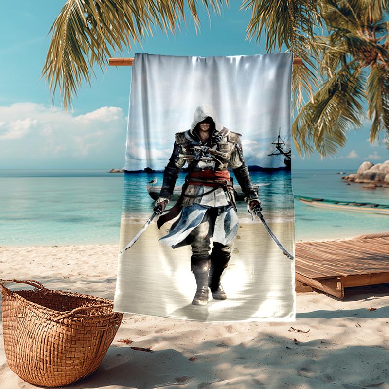 Ultra-Soft Beach Towel with Assassin's Creed Theme,Ideal for Pool - Camping, Diving - Perfect Travel Essential, Vibrant Beach Towel.