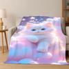 Gato Fofo Gatinho Desenho Animado Manta de Flanela Manta Macia Quente Manta de Arremesso para Quarto Sala de Estar Cama Viagem Acampamento Piquenique Presente