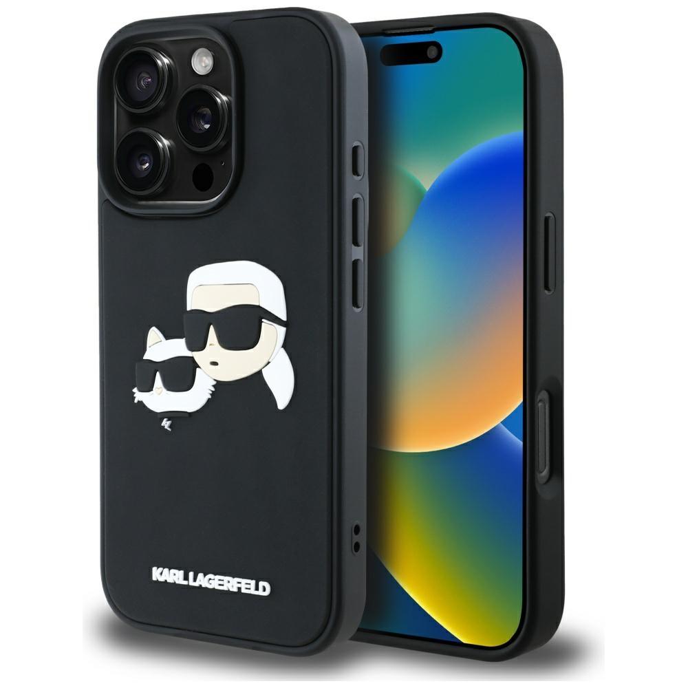 Karl Lagerfeld Hc 3D Rubber Double Heads Case For Iphone 16 Pro Black