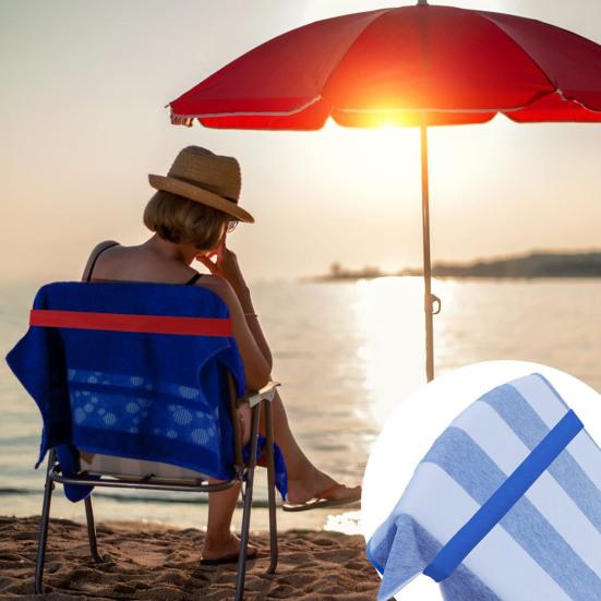 4 Fasce Porta Asciugamani The Better Per Sedia Da Spiaggia, Piscina E Crociera, Elastiche, Blu (2) E (2)