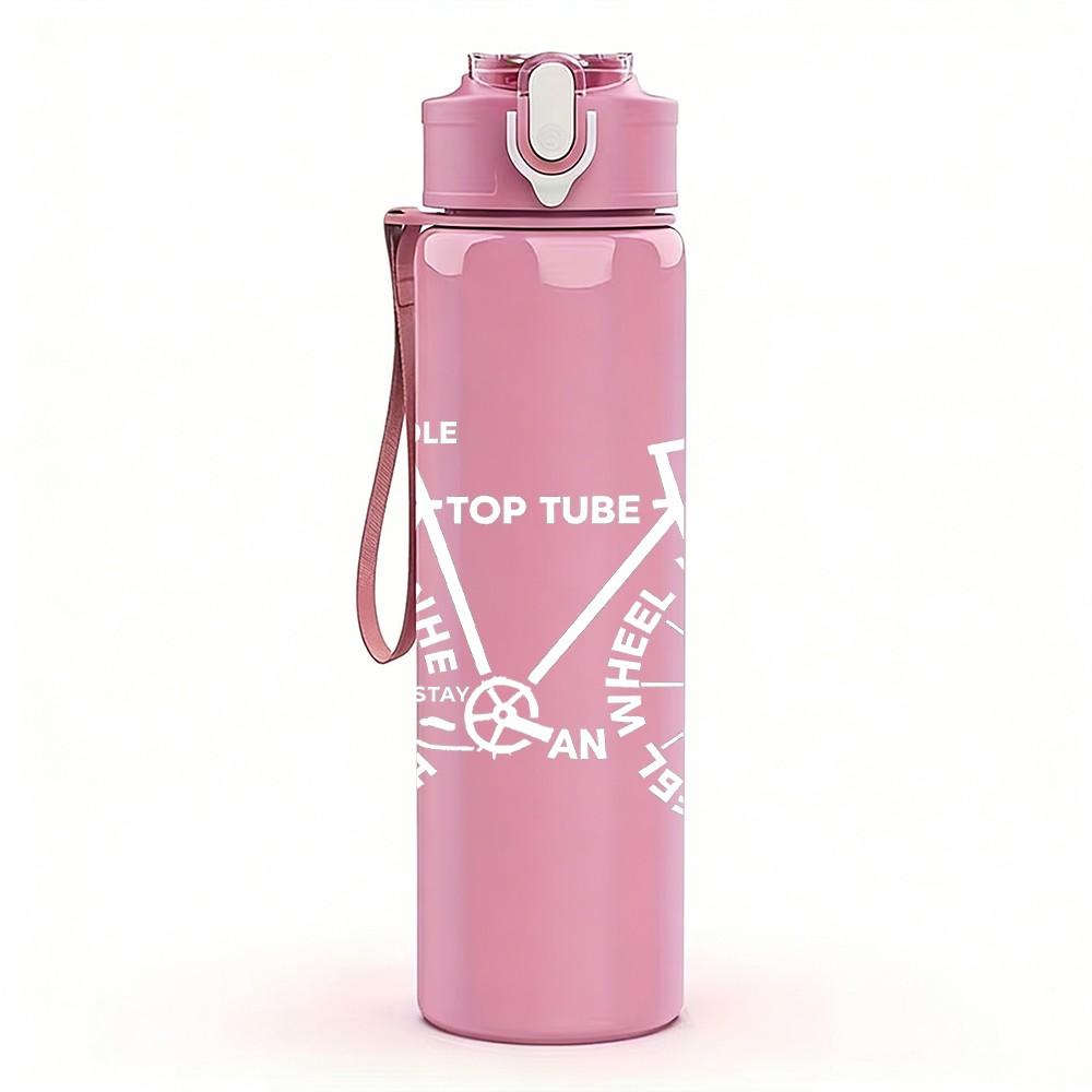 1PC Simple Bicycle Line Sketch 750ml Color Plastic Sports Water Bottle Leakproof Flip Straw Lid Suitable for Sports Office Home Use