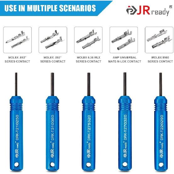 JRready ST5228 Nástroje pro vyjímání, Sada nástrojů pro demontáž pro konektory JST/AMP .062" /Molex .062" & .093” s kolíky a dutinkami, Trubičky pro samčí a samičí konektory