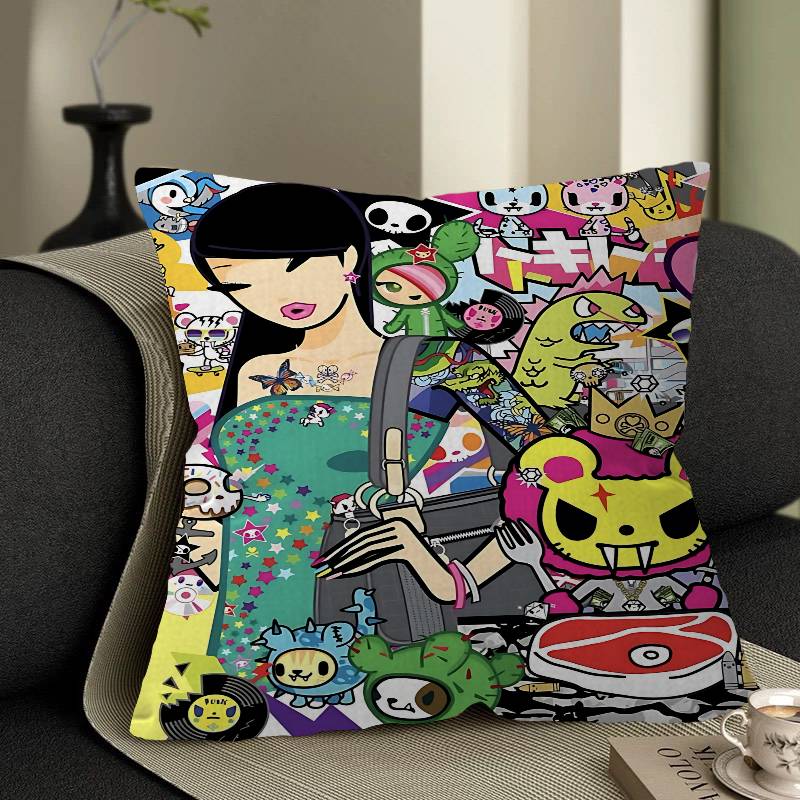 Cartoon Art Kawaii townTokidokiinside Cushion Cover Inches Farmhouse Decor Home Throw Pillow Covers for Couch Decorations