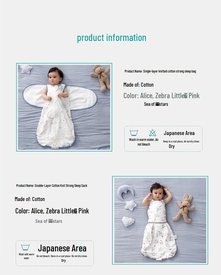 Newborn Knit Cotton Anti-Startle Swaddle Sleeping Bag - All-Season Style
