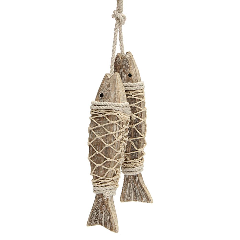 Vintage Mediterranean Retro Hanging Fish Ornament Wooden Pendant Hand Carved Wall Hanging Decor Wood Fish For Home Decoration