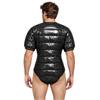 Mens Water Resistant Padded Short Sleeve Bodysuit Zipper Front Round Neck Leotard for Outdoor Sports Daily Casual Wear Travel