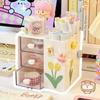 Kawaii Desk Pen Holder Pencil Storage Box Desktop Stationery Ins Organizing Box Cute Drawer Pen Holder MultiFunctional Organizer