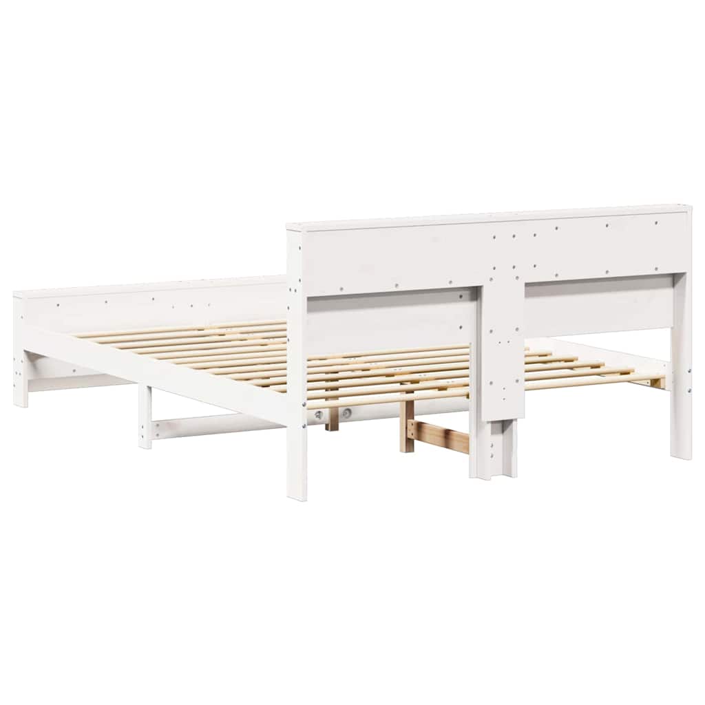 Platform Bed Frame with Headboard White 140 x 200 cm Wood Based Material