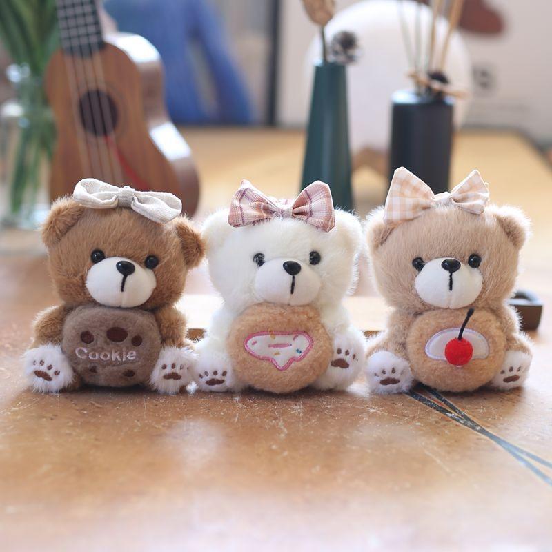 Adorable Cute Bear Plush Toy Keychain Soft Short Plush Cookie Bear Pendant