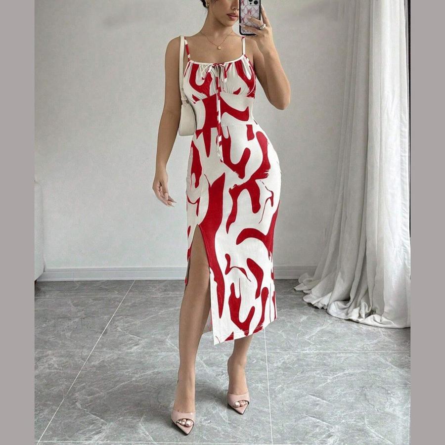 Spring/Summer New Arrivals USA Ins Style Printed Leopard Print Strappy Dress