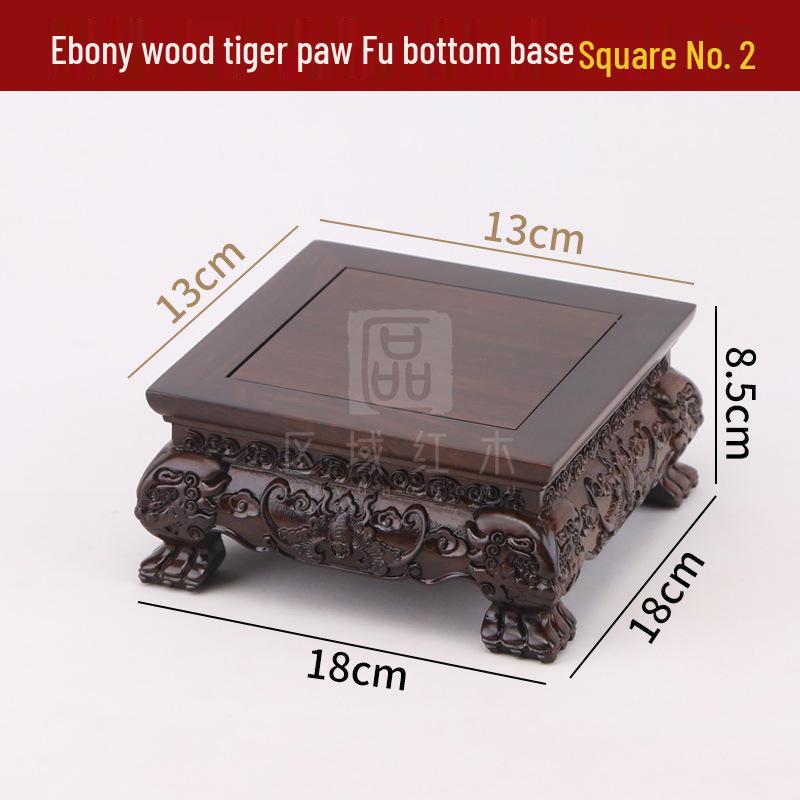 Ebony Rosewood Jade Bonsai Buddha Vase Base - Carved Solid Wood Ornament Stand