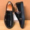 Men's Pointed Glossy Black Monk Strap Loafter Leather Casual Shoes Male Formal Wedding Dress Homecoming Zapatos Hombre