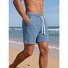 Mens Solid Color Waffle Drawstring Pockets Casual Straight Summer Shorts